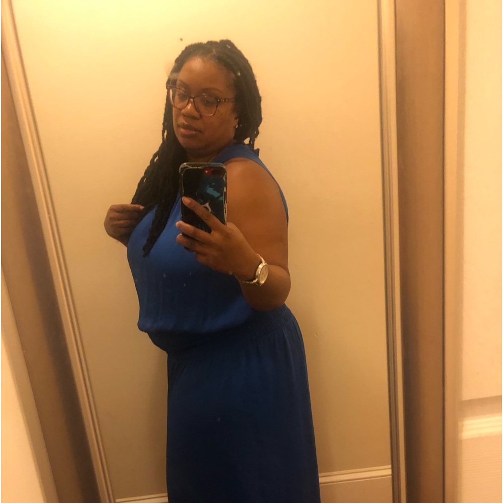 Royal Blue Grecian style silk dress